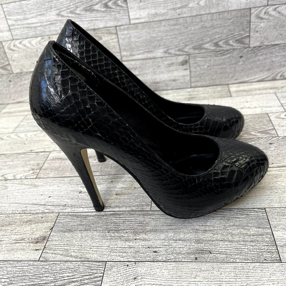 KATHRYN AMBERLEIGH Black Snakeskin Textured High Heels Size 7